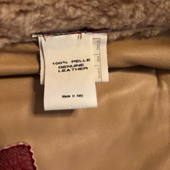 Santacroce Faded Red Italian Leather Shearling-Lined Jacket - Picture 7 of 11